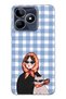 Realme C53 Compatible Transparent Phone Case with Shawl and Cat Pattern for Women