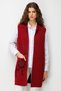 Women's Polo Collar Floral Embroidered Open Front Long Wool Vest V.Çürüğü - 4