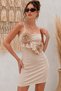 Women's Rope Strap Rose Detailed Ruffle Evening Dress