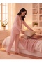 Viscose Textured Front Buttoned Pink Maternity & Pregnancy Pajama Set - 5