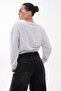 Women's Oversize Short Sweatshirt with Sleeve Print Detail 265140 - - 5