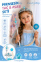 Princess Crown and Wand Set with Braided Hair, Sparkling Girl's Costume Toy Accessory Set