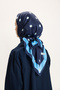 Patterned Twill Scarf Polka Dot Navy Blue - 5