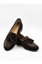 Genuine Leather Suede Tassel Detailed Women's Loafer Shoes - 4