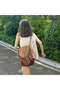 Women's Brown Canvas Fringe Crossbody Shoulder Bag - 6