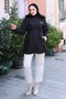 Fur Collar Waist Gathered Quilted Jacket Black 19293 - 2