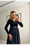Belted Long Sleeve Camisole Dress with Tencel Skirt - 3