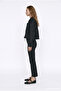 Polka Dot Stand Collar Short Jacket Black - 4