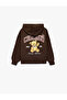 Teddy Bear Printed Hooded Sweatshirt with Long Sleeves and Hood - 2
