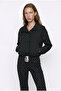 Polka Dot Stand Collar Short Jacket Black
