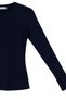 1041 women's cotton crew neck finger-loop long sleeve body blouse navy blue - 3