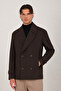 Men's Brown Premium Series Double-Breasted Wide Collar Modern Cut Cashmere Coat - 3