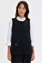 Women's Crew Neck Knitted Rose Embroidered Short Wool Vest Black