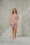 Women's Floral Patterned Dowry Blue Satin Short Pajama Set Sakura & Biyeli, Luxury Home Wear, Gift Satin Shorts Set - 3