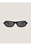 Unisex Rectangular Sunglasses Black Frame Smoked Glass Montes C1