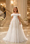Girl's White Long Shoulder Detailed Wedding Dress