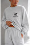 Unisex Women's and Men's Monogram Printed Oversize 3 Thread Crew Neck Sweatshirt and Baggy Sweatpants - 3