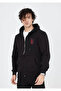 Unisex printed full zip hooded sweatshirt - black