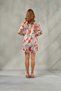 Women's Floral Patterned Dowry Blue Satin Short Pajama Set Sakura & Biyeli, Luxury Home Wear, Gift Satin Shorts Set - 7