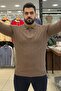 Men's Winter Large Size Dark Brown Zippered Sweatshirt - 3