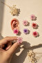 Floral Design Colorful Bijoux Earring Set - 8 Pieces in Different Shades - 5