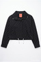 Polka Dot Stand Collar Short Jacket Black - 2