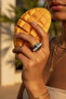 Modern Geometric Design Square Stone Detailed Stylish Steel Ring - 2