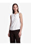 Crepe Fabric Asymmetrical Collar Sleeveless Blouse with Metal Accessories - 2