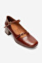 Women's double strap heeled ballet flats in genuine leather by vionne taba - 2