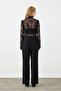 Lace Jacket with High Collar - Black - 8