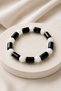 Double Color Onyx Natural Stone Cylinder Bracelet |   Stylish and Modern Unisex Bracelet - Black - 4