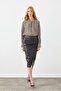 Anvelop Cut Midi Leather Skirt - Brown - 4
