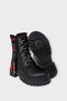 Girls' Boots with Fur Inside and Zipper Black - Red - 4