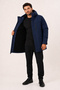 Men's Navy Blue, Fleece Lined, Hooded, Water and Wind Resistant, Long Parka Coat - 4