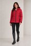 Women's Red, Hooded, Lined, Water and Wind Resistant Puffer Coat - 3