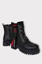 Girls' Boots with Fur Inside and Zipper Black - Red - 3