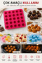 25 Cavity Flower Shape Silicone Cake Mold 5X5 Array Pink Chocolate Ice and Mini Dessert Mold - 3