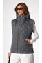 Women's Hooded Plaid Lined Gold Zippered Quilted Puffer Vest - 2