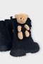 Cold-Proof Girls' Boots with Teddy Bear and Zipper, Black - 6