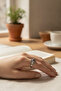 Modern Geometric Design Square Stone Detailed Stylish Steel Ring - 4