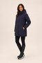 Women's Navy Blue, Fleece Lined, Hooded, Water and Wind Resistant, Long Parka Coat - 3