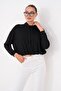 Women's High Collar Modal Sweatshirt with Rubber Detail at the Bottom 265194 - - 2