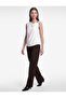 Crepe Fabric Asymmetrical Collar Sleeveless Blouse with Metal Accessories - 3