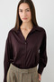 Silky Satin Relaxed Fit Shirt - Brown