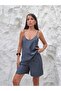 Crystal Detailed Linen Drawstring Blouse and Shorts Set - 3