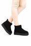 Thick Soled Short Children's Boots with Fur Inside Black