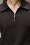 Bitter Brown Half Zipper Polo Collar Textured Men's Sweatshirt E7197 - 3