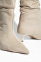 Beige Suede Pointed Toe Short Heeled Ankle Boots Women's Boots - 3