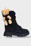 Cold-Proof Girls' Boots with Teddy Bear and Zipper, Black