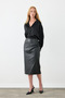 Anvelop Cut Midi Leather Skirt - Black - 5